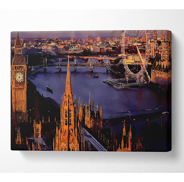 London Morning Glow Over The Thames - Print ClassicLiving Size: 66cm H x 106.6cm W x 10cm D on Productcaster.