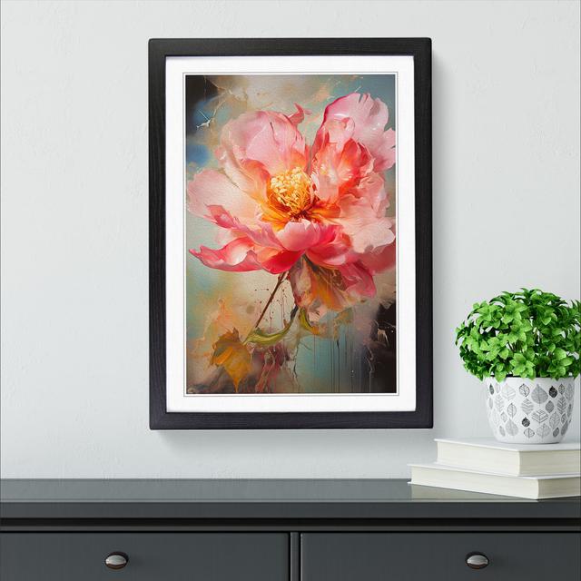 Peony Flower Action Painting No.2 - Single Picture Frame Print on Wood Marlow Home Co. Format: Black Framed, Size: 46cm H x 34cm W on Productcaster.