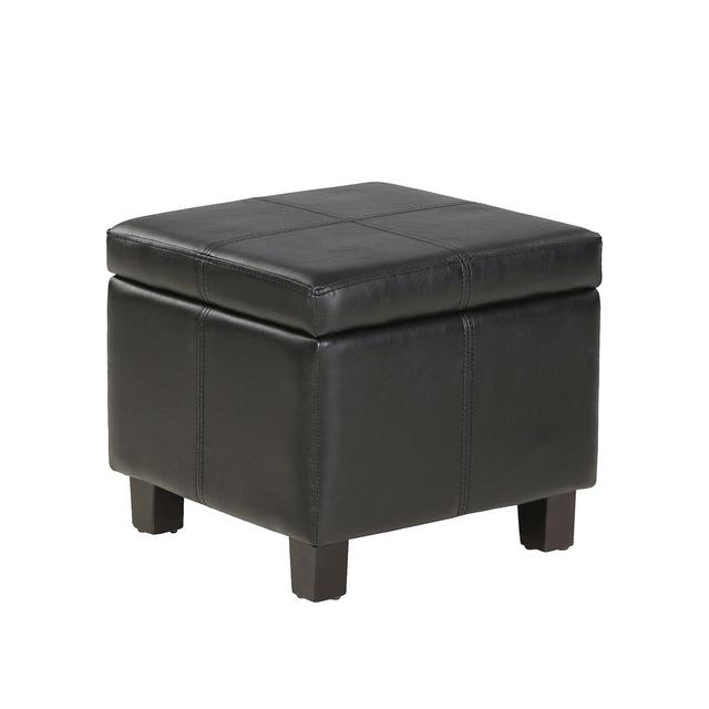 Louella 42Cm Wide Faux Leather Square Cube with Storage Ottoman Marlow Home Co. Upholstery Colour: Black on Productcaster.