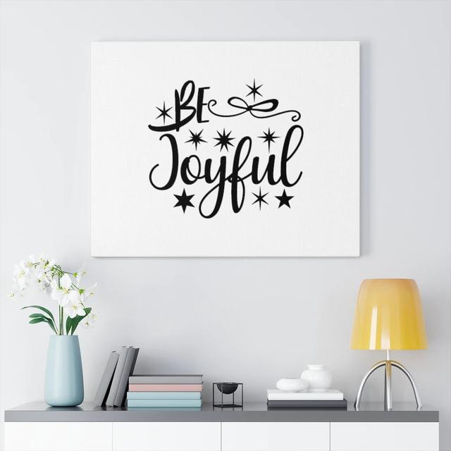 Be Joyful - Wrapped Canvas Print Blue Elephant Size: 46cm H x 61cm W on Productcaster.