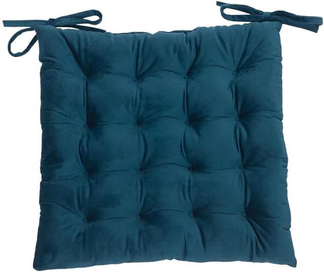 Velvet with Ties Strap 16 Stitch Comfortable Chair Pad Cushion Rosdorf Park Colour: Teal on Productcaster.