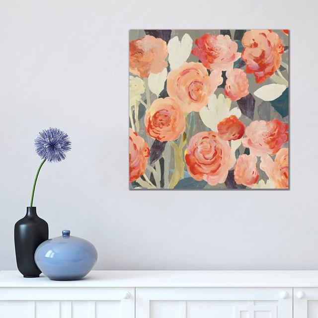 Peach Floral by PI Studio - Wrapped Canvas Painting ClassicLiving Size: 45.72cm H x 45.72cm W x 1.91cm D on Productcaster.