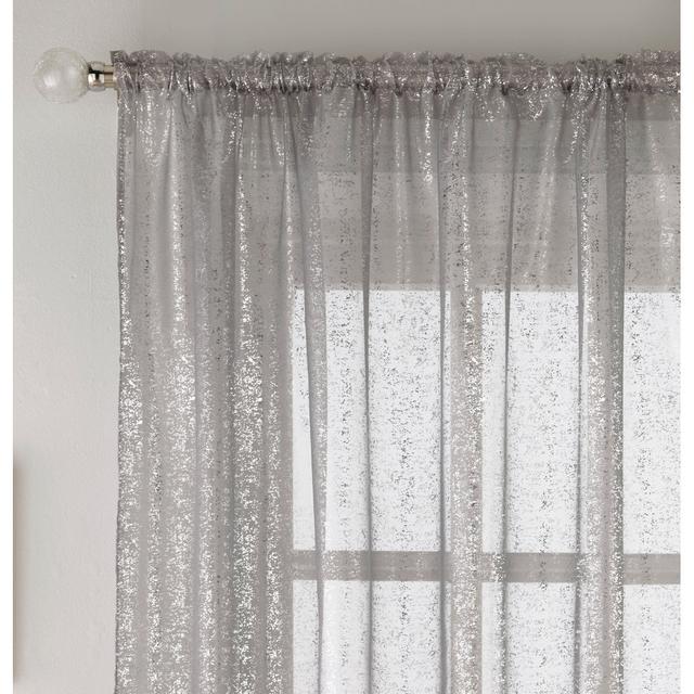 Resor Polyester Sheer Rod Pocket Curtain Pair 17 Stories Panel Size: 140cm Width x 229cm Drop, Curtain Colour: Grey on Productcaster.