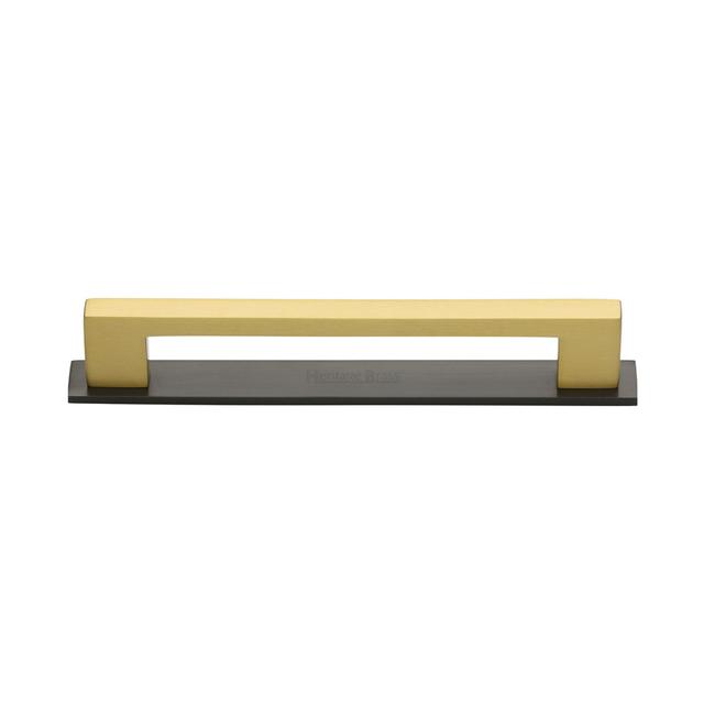 Heritage Cabinet Pull Metro Design with Plate Heritage Brass Finish: Matt Bronze/Satin Brass, Size: 12.8cm on Productcaster.