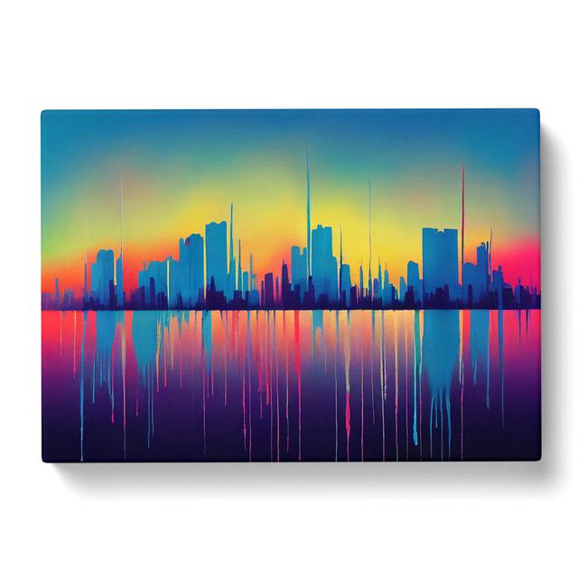 Splashed Skyscraper Skyline Vol.3 Abstract - Wrapped Canvas Print Latitude Run Size: 35cm H x 50cm W x 3cm D on Productcaster.