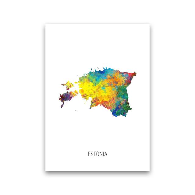 Estonia Watercolour Map by Michael Tompsett - Graphic Art Latitude Run Format: Unframed, Size: 59cm H x 42cm W x 1cm D on Productcaster.