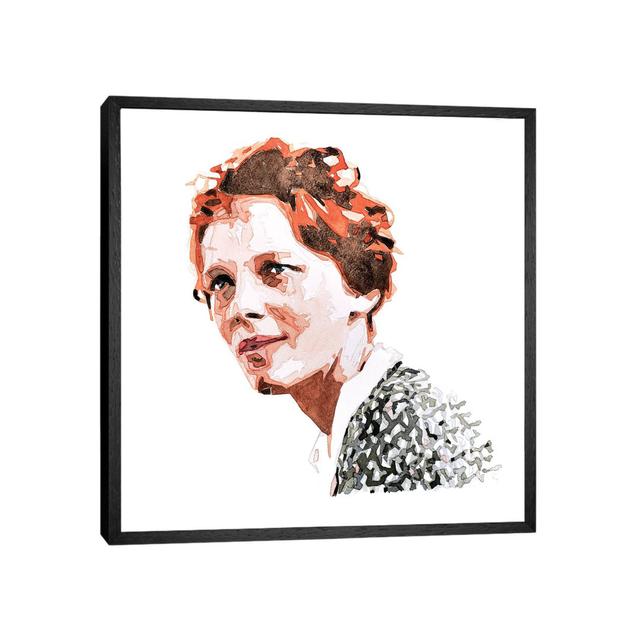 Leinwandbild Amelia Earhart von EdsWatercolours Rosalind Wheeler Größe: 18" H x 18" B, Format: Schwarzer Rahmen on Productcaster.