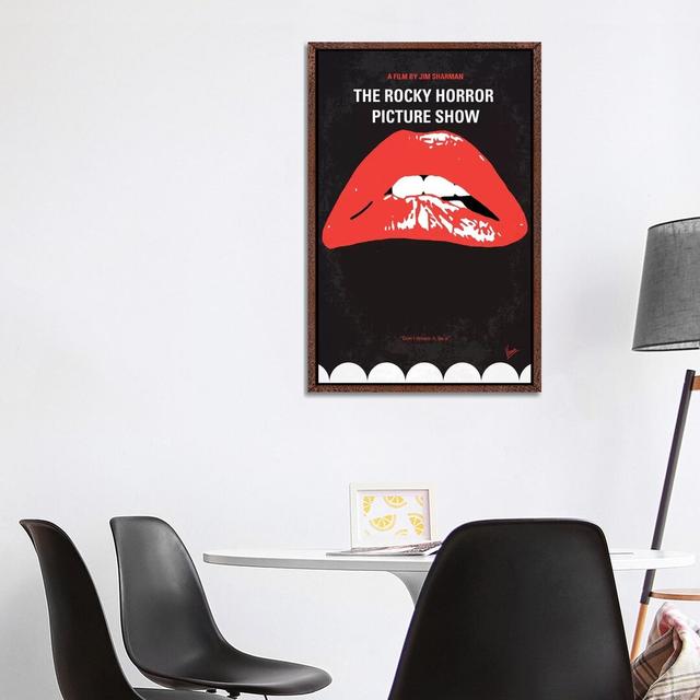 The Rocky Horror Picture Show Minimal Movie Poster Happy Larry Format: Classic Brown Wood Framed, Size: 101.6cm H x 66.04cm W x 3.81cm D on Productcaster.