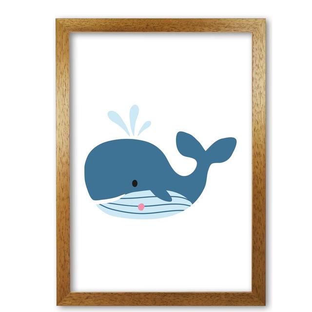 Children's Animals, Whale - Print East Urban Home Size: 60 cm H x 42 cm W x 5 cm D, Format: Honey Oak Frame on Productcaster.