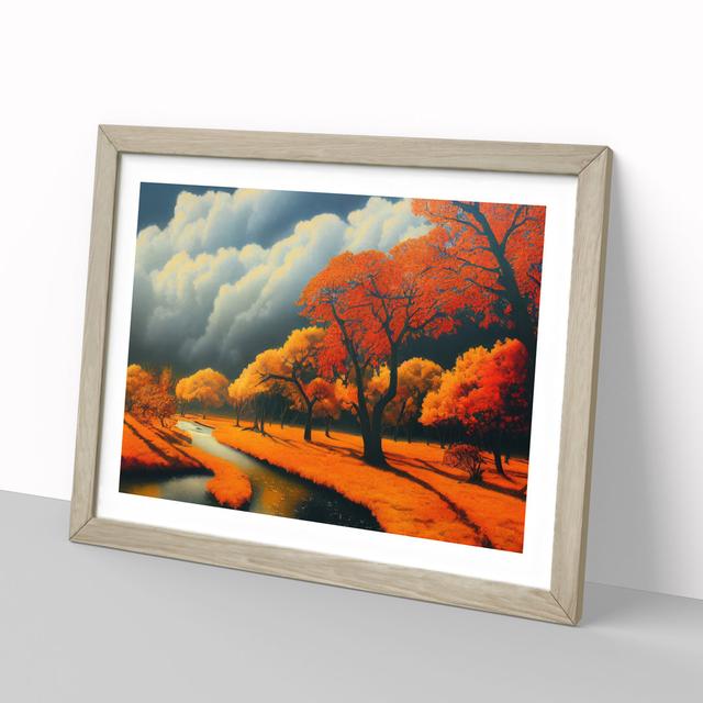 The Gorgeous Autumn Forest - Picture Frame Graphic Art Marlow Home Co. Size: 46cm H x 64cm W, Format: Light Grey/Brown on Productcaster.