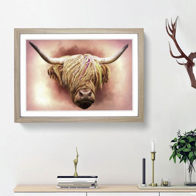 Head of a Highland Cow in Abstract by Adam BG - Picture Frame Painting Print East Urban Home Size: 48cm H x 65cm W x 2cm D, Frame Option: Oak Framed on Productcaster.