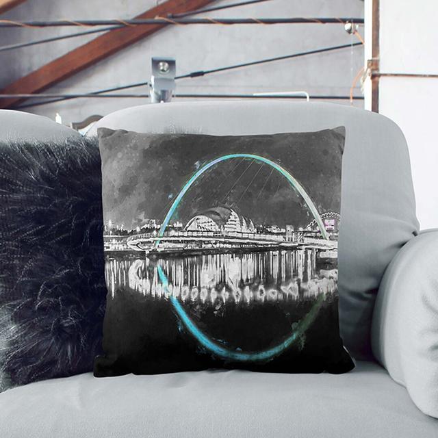 Gateshead Millennium Bridge in Abstract Cushion with Filling East Urban Home Size: 55cm H x 55cm W x 20cm D, Backing Colour: Stone on Productcaster.