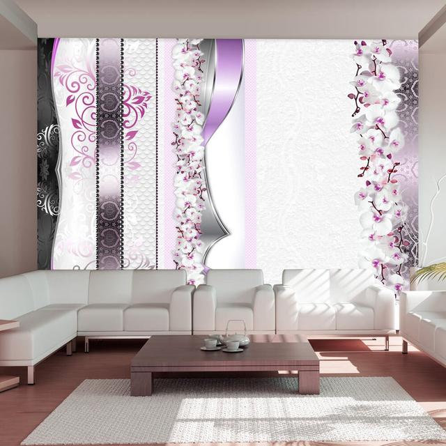 Parade of Orchids 280cm x 400cm Wallpaper East Urban Home Colour: Purple on Productcaster.