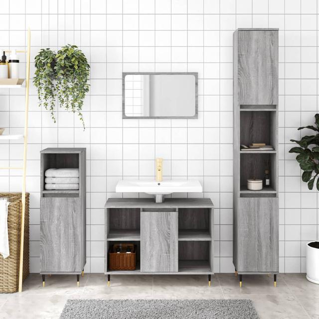 Christeen Freestanding Bathroom Storage Furniture Set Latitude Run Finish: Grey Sonoma on Productcaster.