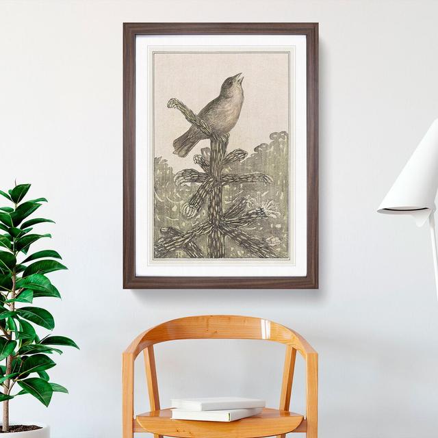 Singing Bird on Pine Tree by Theo Van Hoytema - Picture Frame Painting East Urban Home Size: 48cm H x 36cm W x 2cm D, Frame Option: Walnut Framed on Productcaster.