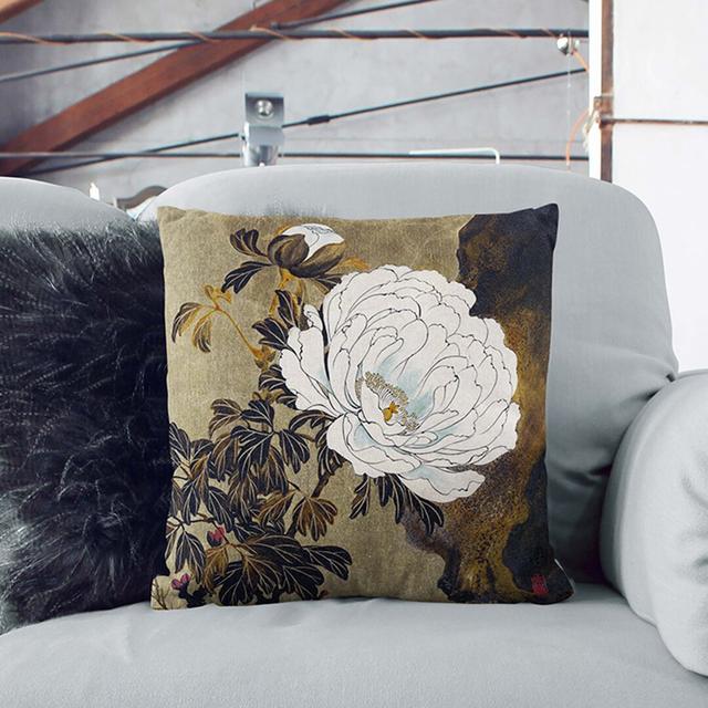 A Peony Flower by Shibata Zeshin Cushion with Filling East Urban Home Size: 40 x 40 cm on Productcaster.