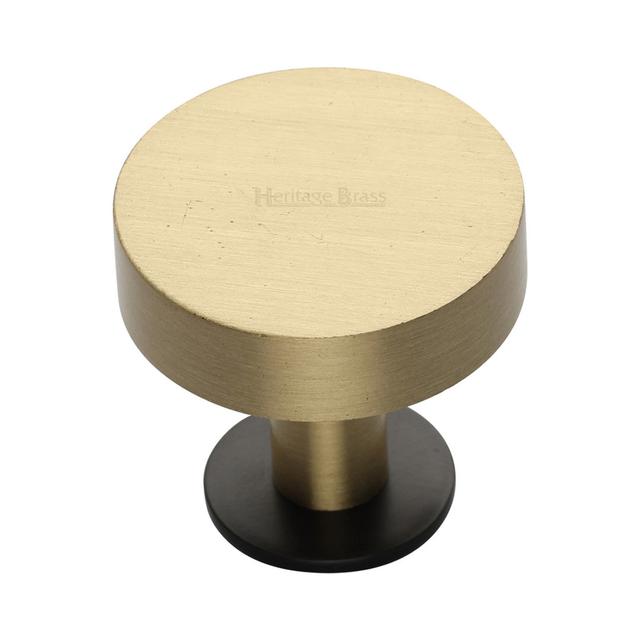 Heritage Cabinet Knob Disc Design with Base Heritage Brass Size: 3.2cm H x 3.2cm W x 3.2cm D, Finish: Black/Satin Brass on Productcaster.