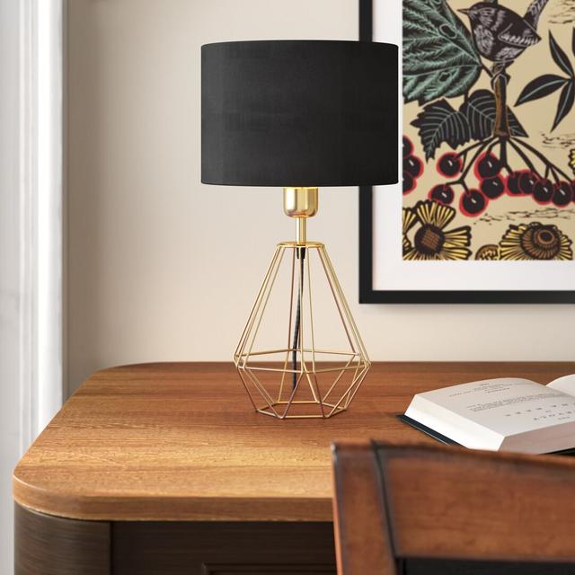 Azaria 30.5cm Table Lamp Zipcode Design Colour: Brass Base/Black-Golden Shade on Productcaster.