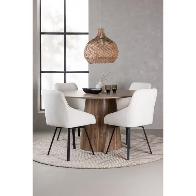 Burroughs 4 - Person Dining Set Mikado Living Table Base Colour: Beige, Table Top Colour: Beige, Chair Colour: Beige on Productcaster.