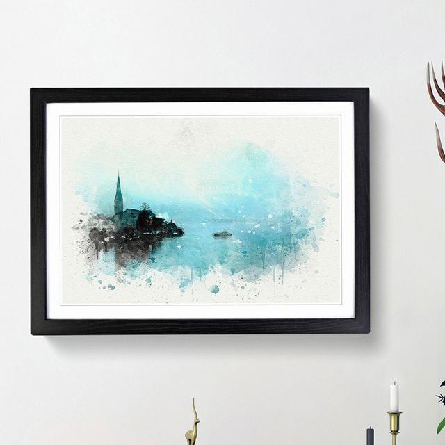 Boat in Hallstatt Austria in Abstract - Picture Frame Graphic Art Print East Urban Home Frame Option: Black Framed, Size: 62cm H x 87cm W x 2cm D on Productcaster.