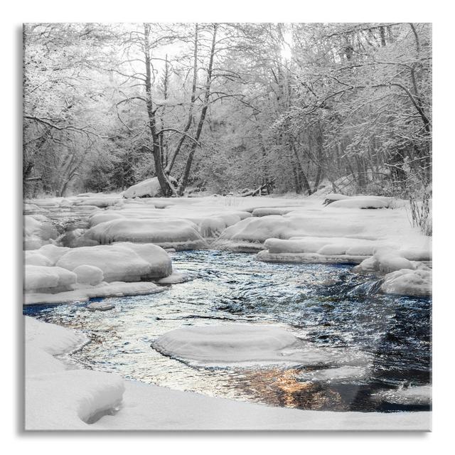 Beautiful Stream In Winter - No Frame Print on Glass Union Rustic Size: 70cm H x 70cm W x 0.4cm D on Productcaster.