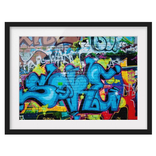 Colourful Graffiti - Picture Frame Photograph Print on Paper East Urban Home Frame Options: Matt black, Size: 40cm H x 55cm W on Productcaster.