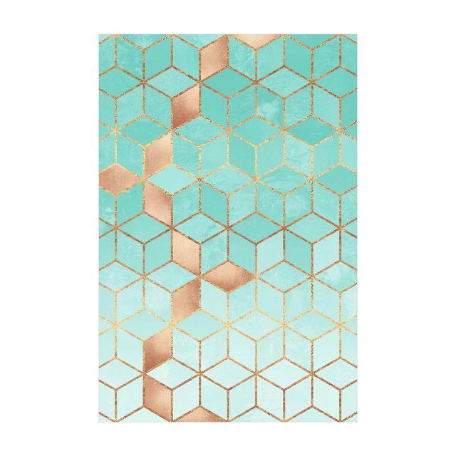 Herica Turquoise/Gold Rug East Urban Home Rug Size: Rectangle 80 x 120cm on Productcaster.