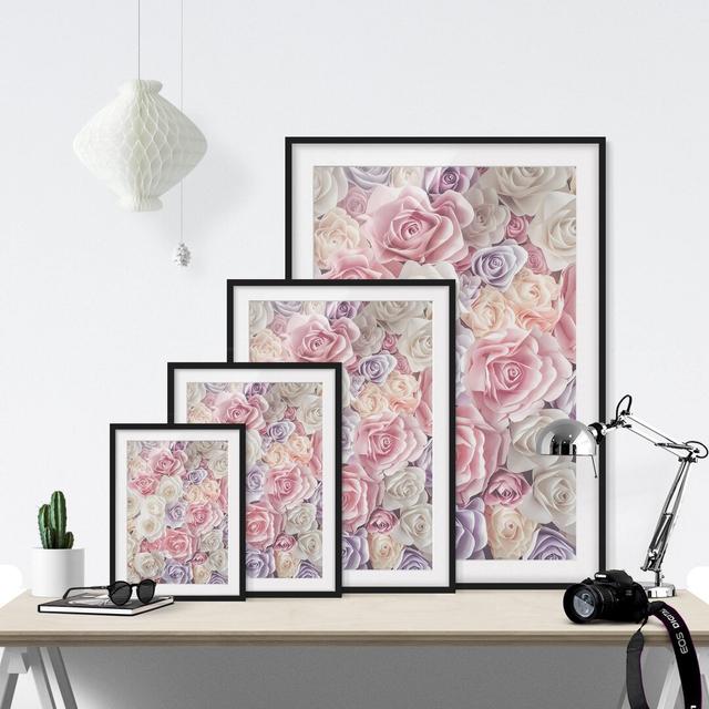 Pastel Paper Art Roses Framed Photographic Art Print East Urban Home Size: 55 cm H x 40 cm W, Frame Options: Matt black on Productcaster.