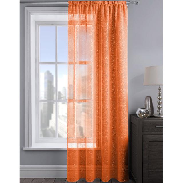 Pinchas Polyester Semi Sheer Curtain Panel 17 Stories Curtain Colour: Orange, Panel Size: 54cm Width x 90cm Drop on Productcaster.