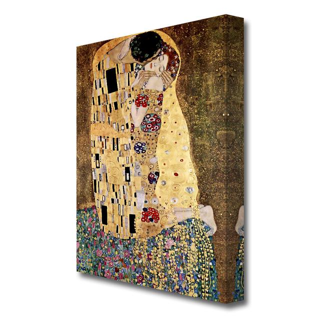 The Kiss by Gustav Klimt - Wrapped Canvas Painting Print East Urban Home Size: 81.3 cm H x 50.8 cm W x 4.4 cm D on Productcaster.