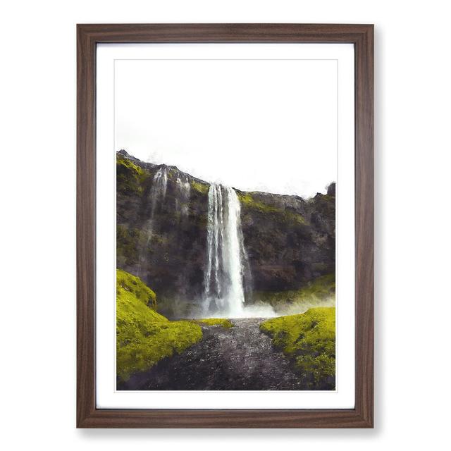 Waterfall in Seljalandsfoss Iceland - Picture Frame Graphic Art East Urban Home Frame Option: Walnut, Size: 36cm H x 27cm W x 2cm D on Productcaster.