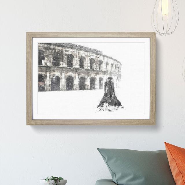 Arena Of Nimes In France - Single Picture Frame Painting on MDF East Urban Home Size: 40cm H x 60cm W x 2cm D, Format: Oak on Productcaster.