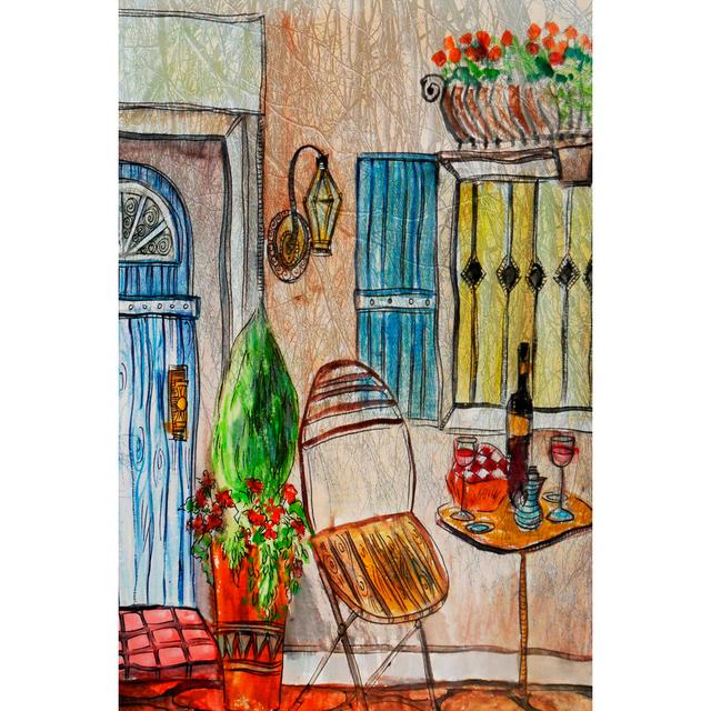 Greek Cafe II by Danielle Harrington - Wrapped Canvas Print Rosalind Wheeler Size: 122cm H x 81cm W on Productcaster.