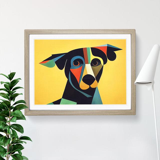 Abstract Dog Portrait Vol.3 - Single Picture Frame Print Marlow Home Co. Size: 34cm H x 46cm W x 2cm D, Frame Colour: Oak on Productcaster.