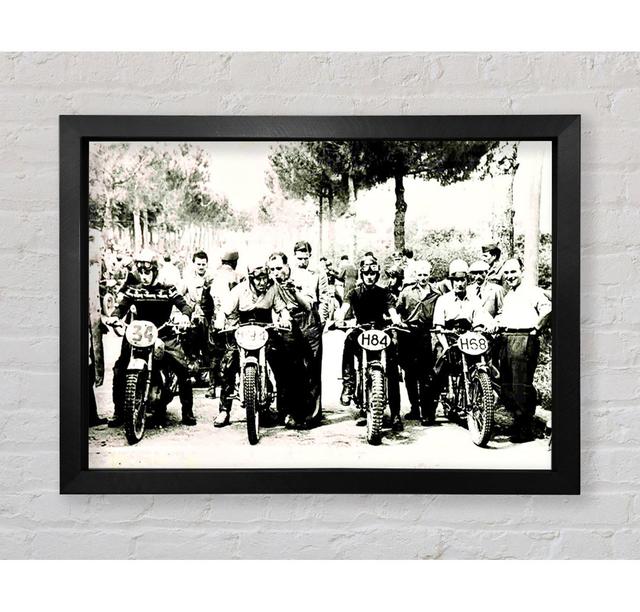 Vintage Motorcross Before The Gun - Print Ophelia & Co. Size: 100cm H x 141.4cm W x 3.4cm D, Format: Black Framed Paper on Productcaster.