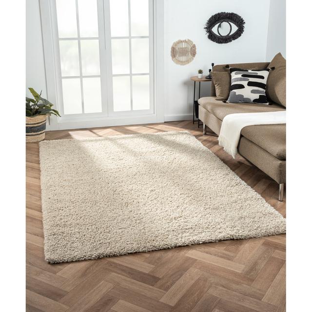 Shaggy Lush Beige Rug 17 Stories Rug Size: Rectangle 160 x 230cm on Productcaster.