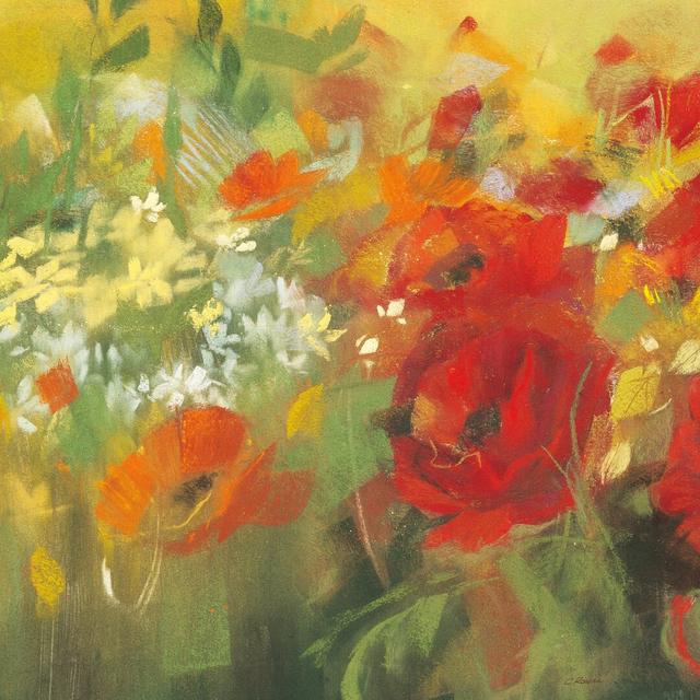 Oriental Poppy Field II by Carol Rowan - Wrapped Canvas Painting Marlow Home Co. Size: 51cm H x 51cm W on Productcaster.