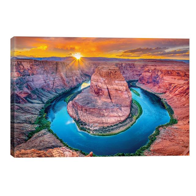 'Magic Horseshoe Bend' Photograph on Wrapped Canvas Ebern Designs Size: 101.6cm H x 152.4cm W x 3.81cm D on Productcaster.