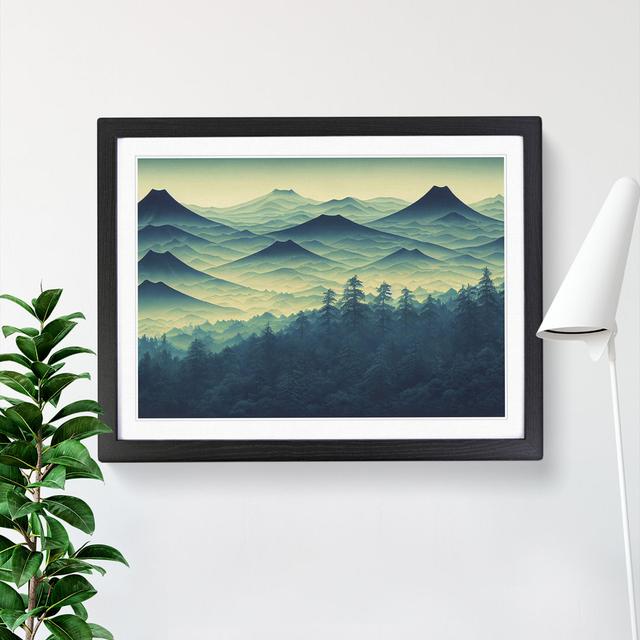 Japanese Forest Mountains - Picture Frame Graphic Art Alpen Home Size: 34cm H x 46cm W x 2cm D, Frame Colour: Black on Productcaster.