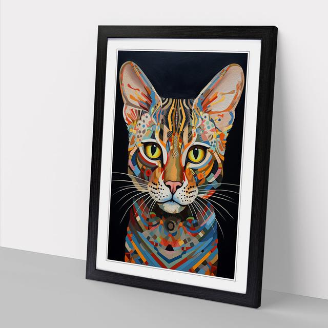 Bengal Cat Dadaism No.3 Marlow Home Co. Size: 64cm H x 46cm W x 2cm D, Frame Colour: Black on Productcaster.