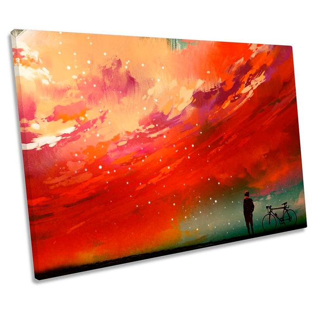 Sunset Sky Bicycle - Wrapped Canvas Painting Rosalind Wheeler Size: 81.3cm H x 121.9cm W on Productcaster.