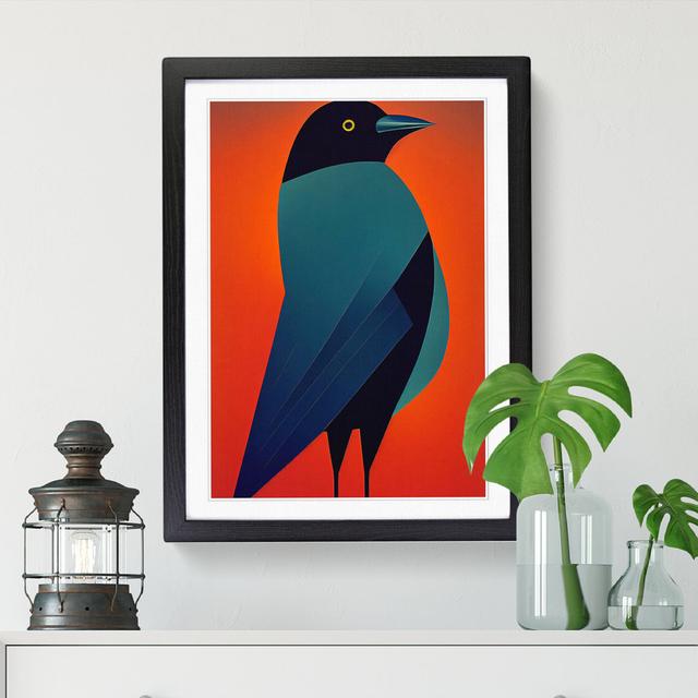 Crow Bird Painting - Picture Frame Graphic Art ClassicLiving Frame Option: Oak, Size: 64cm H x 46cm W on Productcaster.