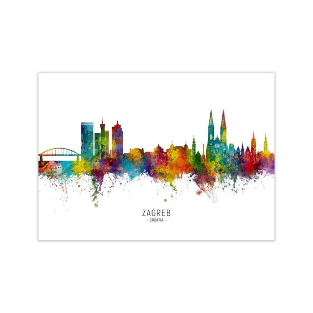 Zagreb Croatia Skyline by Michael Tompsett - Print Latitude Run Size: 42cm H x 59cm W x 1cm D, Format: Unframed on Productcaster.