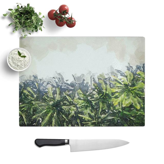 Tempered Glass Palm Trees the Beach Chopping Board East Urban Home Size: 39 cm W x 28.5 cm L on Productcaster.