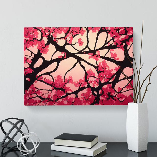 Angelical Cherry Blossom Tree Flowers - Wrapped Canvas Print Marlow Home Co. Size: 35cm H x 50cm W x 3cm D on Productcaster.