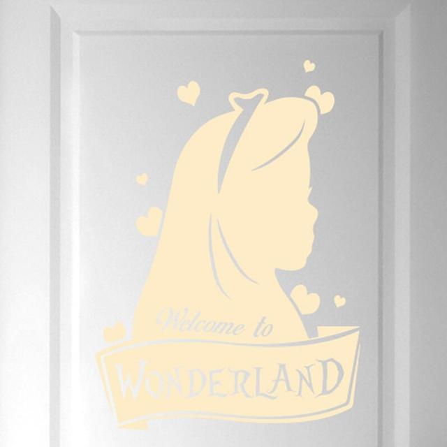 Welcome to Wonderland Door Room Wall Sticker East Urban Home Colour: Beige on Productcaster.