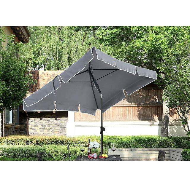 Lyndsey 200cm X 125cm Rectangular Tilt Traditional Parasol Freeport Park Fabric Colour: Grey on Productcaster.