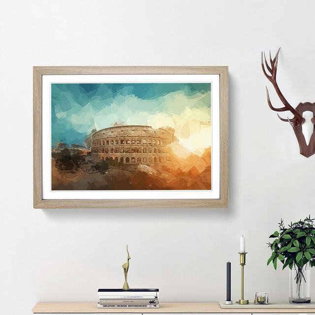 The Colisium in Rome Italy in Abstract - Picture Frame Graphic Art Print East Urban Home Frame Option: Oak Framed, Size: 48cm H x 65cm W x 2cm D on Productcaster.