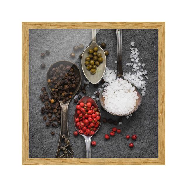 Spices in Antique Spoons - Picture Frame Graphic Art Ebern Designs Size: 70cm H x 70cm W x 2cm D, Frame Option: Brown on Productcaster.