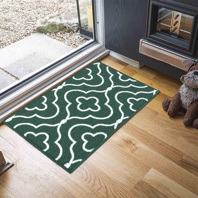 Havana Club Floral Trellis Anti Slip Washabale Hallway-Passage Corridor Kitchen Non Slip Doormats Marlow Home Co. Colour: Emerald Green, Mat Size: Rec on Productcaster.